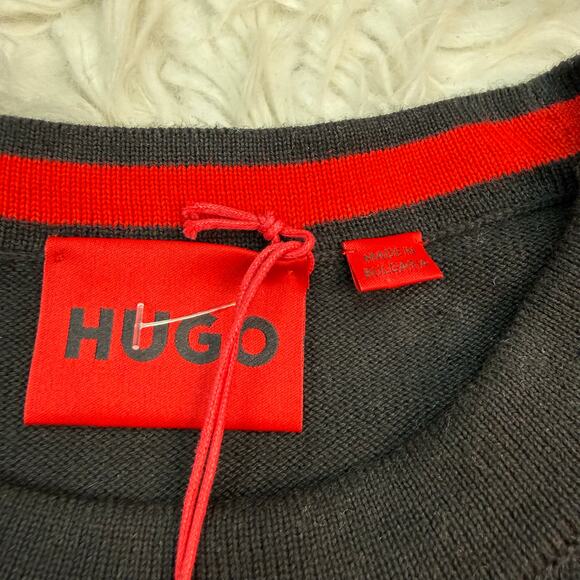 HUGO by Hugo Boss Men's San Cassius Logo Sweater Black Size M NWT Urban Luxury - Picture 11 of 15